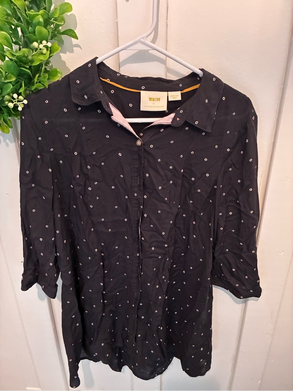 Maeve by Anthropologie Monika Ring Dot Tunic Blouse M
